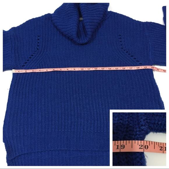 Ten Sixty Sherman Chunky Knit Cowl Neck Sweater - Blue - Medium - Picture 3 of 13